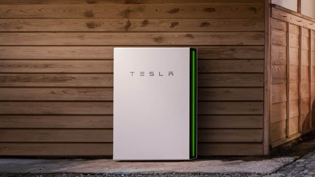 Home battery storage system installed in a garage